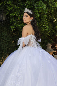 Masquerade Ball Gown Cape Sleeves Bridal Dress By Layla K LK263 - Dress