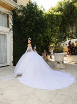 Sweet 16 Ball Gown Cape Sleeves Bridal Dress By Layla K LK263