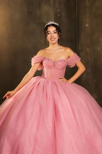 Masquerade Ball Gown Ruffle Short Sleeves Gala Dress By Layla K LK266 - Dress