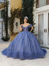 Masquerade Ball Gown Ruffle Short Sleeves Gala Dress By Layla K LK266