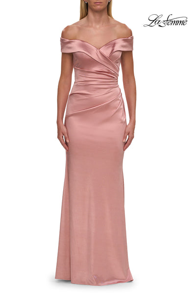 La Femme 31621 Off Shoulder Satin Evening Dress