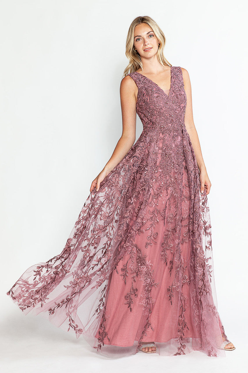 Vestido de novia largo con escote en V y sin mangas, corte A, de Lenovia 8337