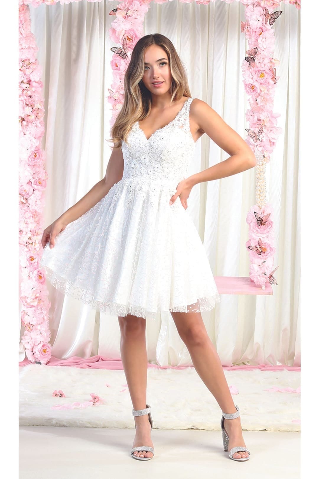 May Queen 1890 Glitter Print Lace-Up Back Dress - Dress