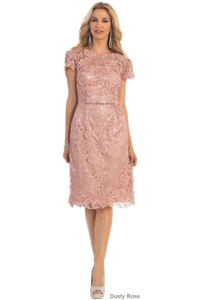 Classy Short Mother of the Groom Dress - Dusty Rose / 4XL