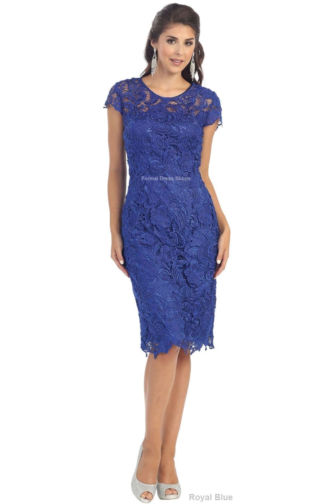 Classy Short Mother of the Groom Dress - Royal Blue / 3XL