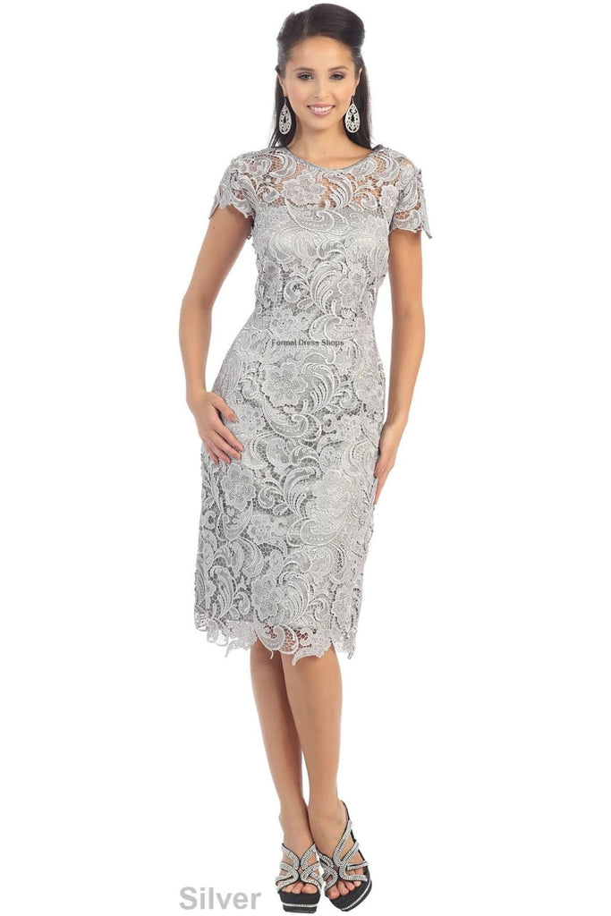 Classy Short Mother of the Groom Dress - Silver / M