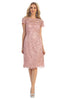 May Queen MQ1106 Short Lace Mother Of The Bride Dress - Dusty Rose / M - Dress