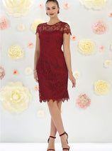 Knee Length Mother Of The Bride Dress Short Sleeve Modest & Plus Size