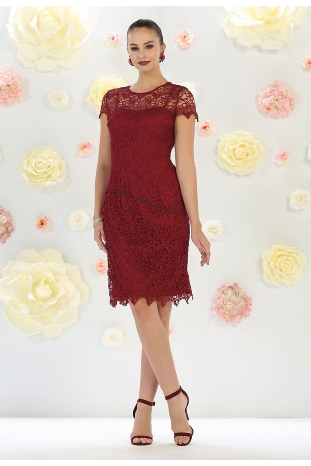 May Queen MQ1106B Short Lace Mother Of The Bride Dress - Dress