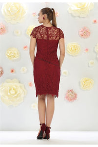 May Queen MQ1106B Short Lace Mother Of The Bride Dress - Dress