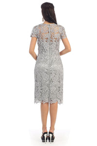 May Queen MQ1106B Short Lace Mother Of The Bride Dress - Dress