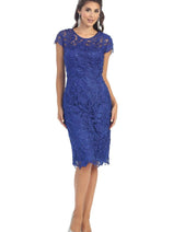 Knee Length Mother Of The Bride Dress Short Sleeve Modest & Plus Size