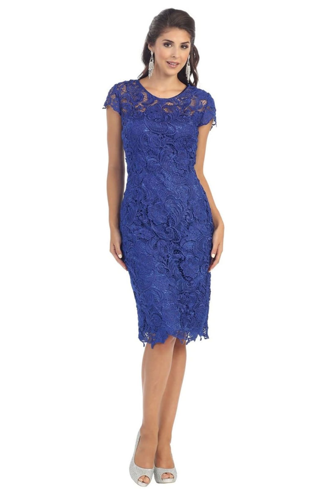 May Queen MQ1106B Short Lace Mother Of The Bride Dress - Dress