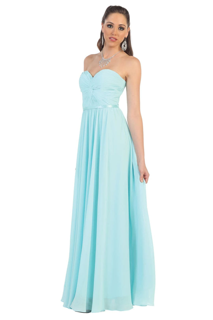 Lace up Back Bridesmaids Dress - Aqua / 10