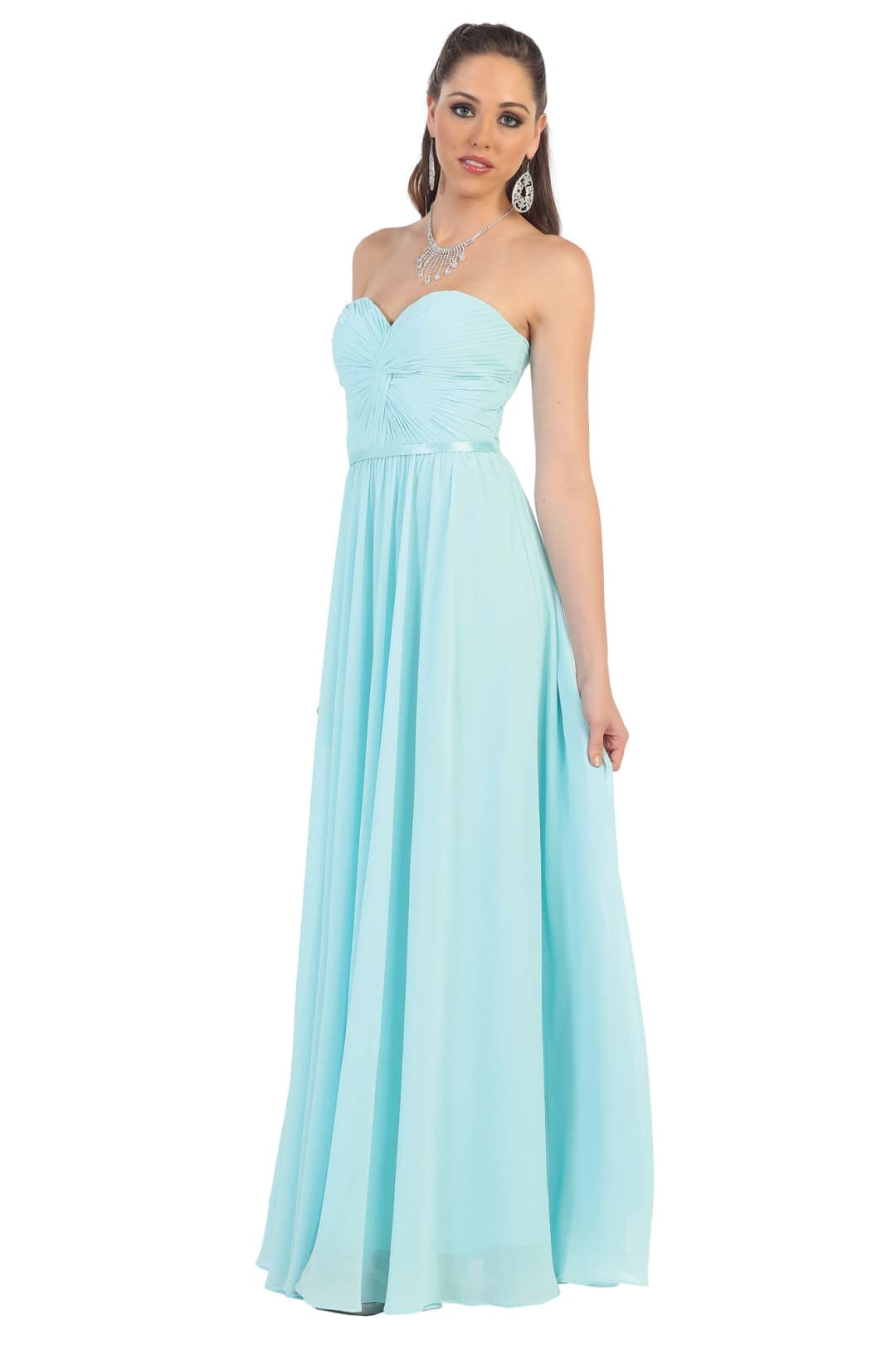 Lace up Back Bridesmaids Dress - Aqua / 10