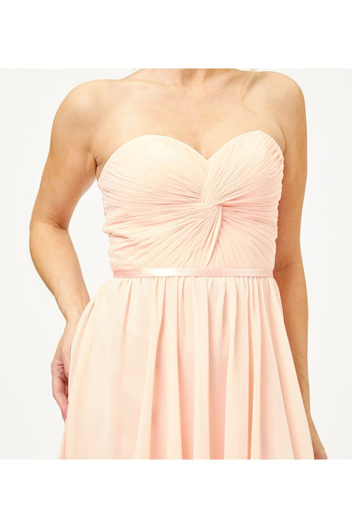 Lace up Back Bridesmaids Dress - Blush / 18