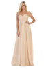May Queen MQ1145 Sweetheart Lace Up Back Long Bridesmaids Dress - Champagne / 6