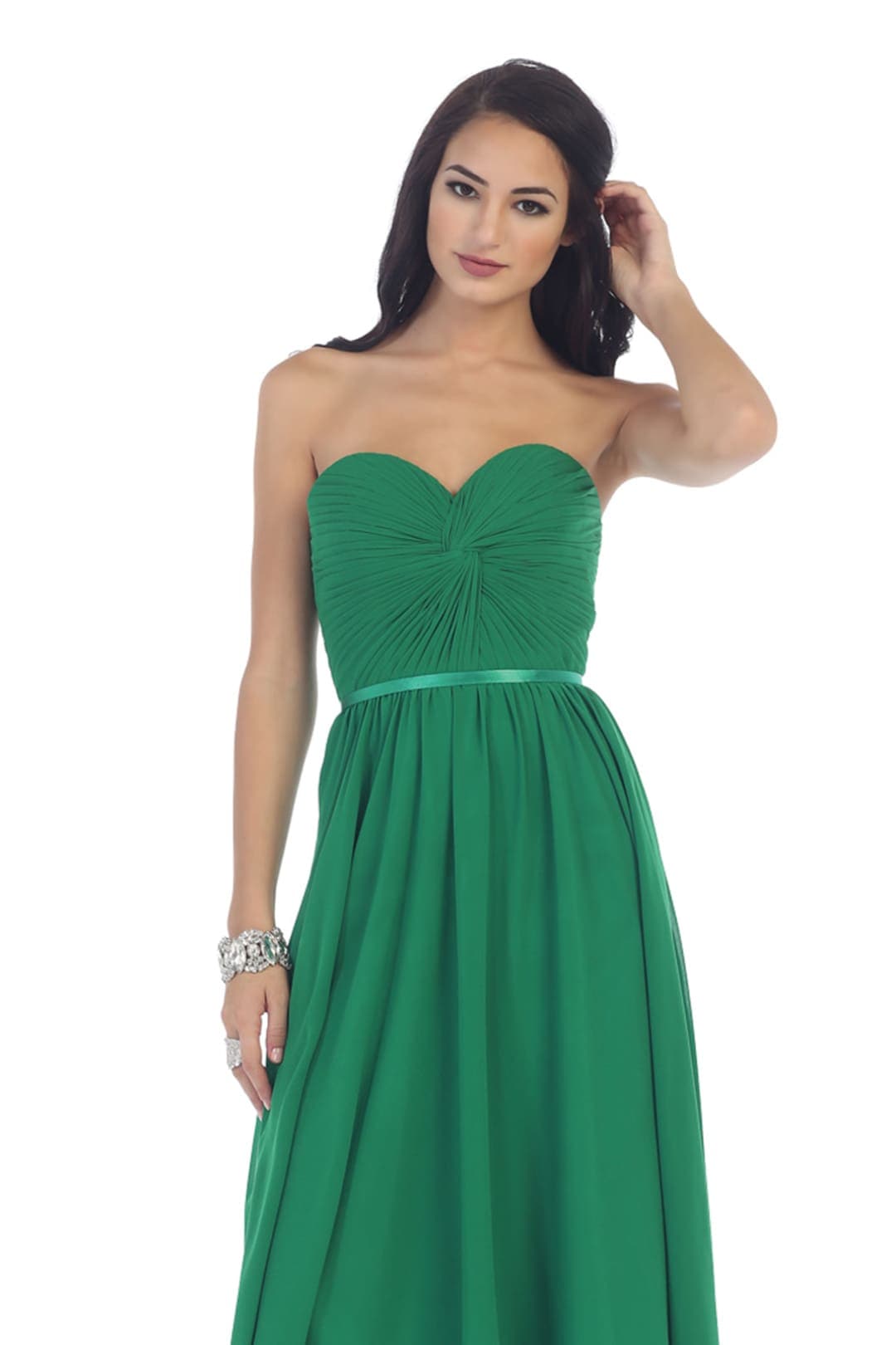 Lace up Back Bridesmaids Dress - Emerald Green / 4