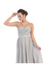 Lace up Back Bridesmaids Dress - Silver / 10