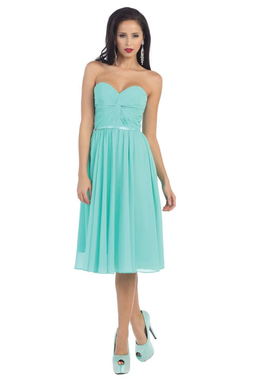 Lace Up Back Cocktail Dress - Aqua / 6