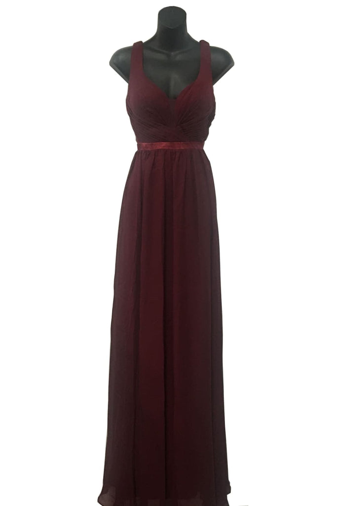 Classy V Neck Formal Gown - Burgundy / 6