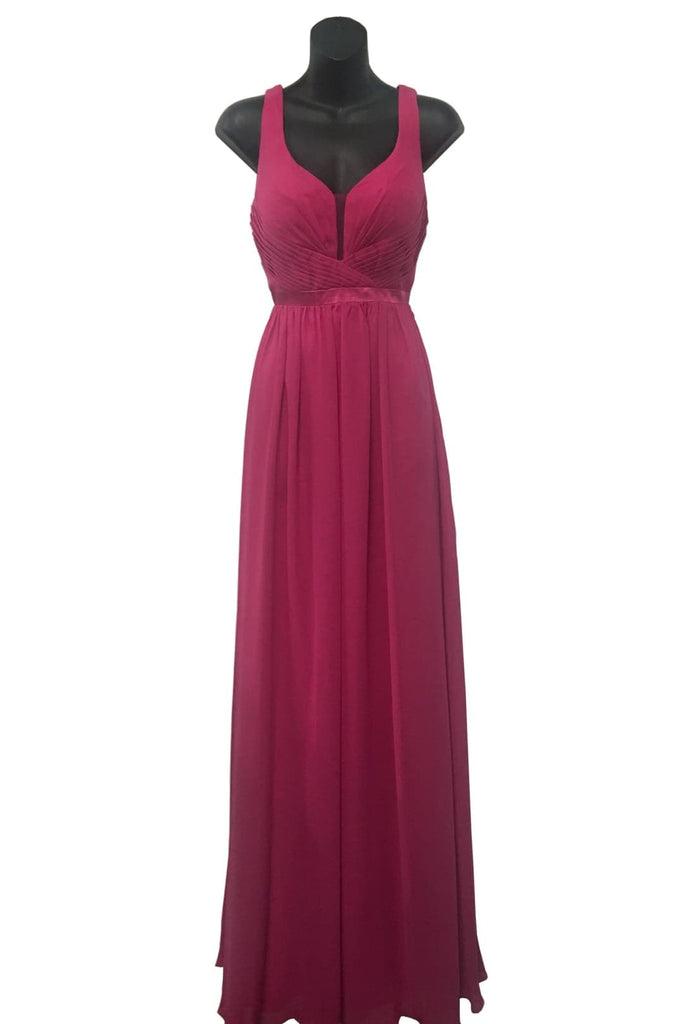 Classy V Neck Formal Gown - Fuchsia / 4