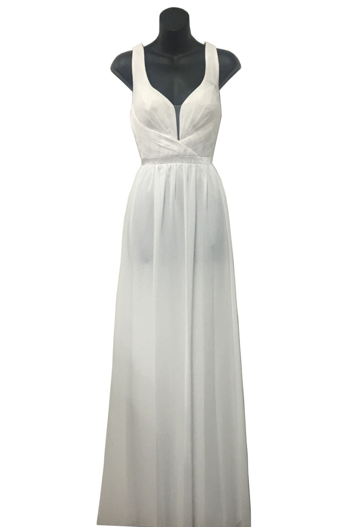 Classy V Neck Formal Gown - Ivory / 6