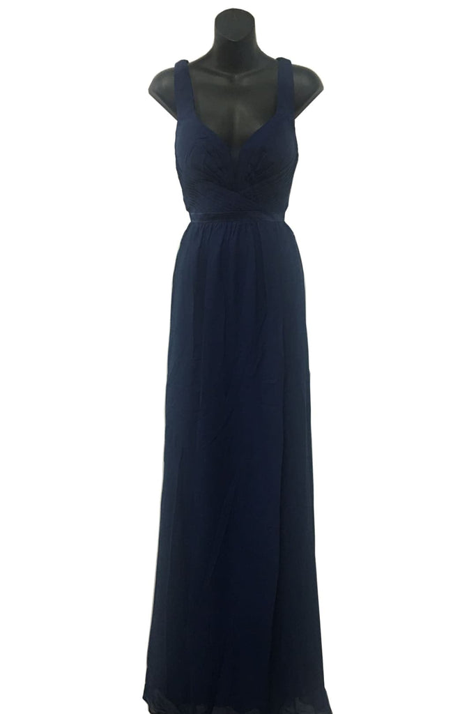 Classy V Neck Formal Gown - Navy / 4