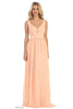 Classy V Neck Formal Gown - Peach / 4