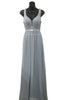 May Queen MQ1225B Simple Plunging Sweetheart Pleated Evening Dress - Silver / 4