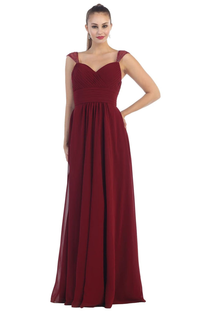 Classy Long Evening Gown - BURGUNDY / 4