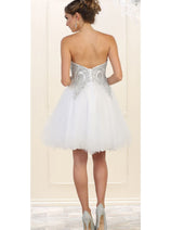 Strapless A Line Embroidered Cute Homecoming Dress MQ1414