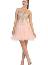 Strapless A Line Embroidered Cute Homecoming Dress MQ1414