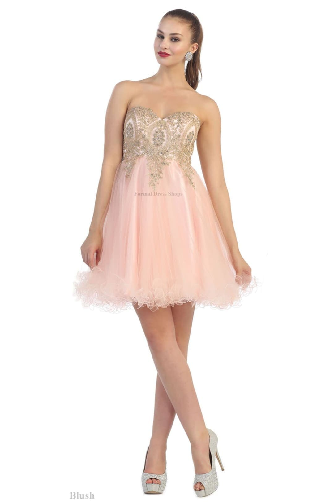 Strapless A Line Embroidered Cute Homecoming Dress MQ1414