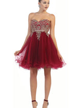 Strapless A Line Embroidered Cute Homecoming Dress MQ1414