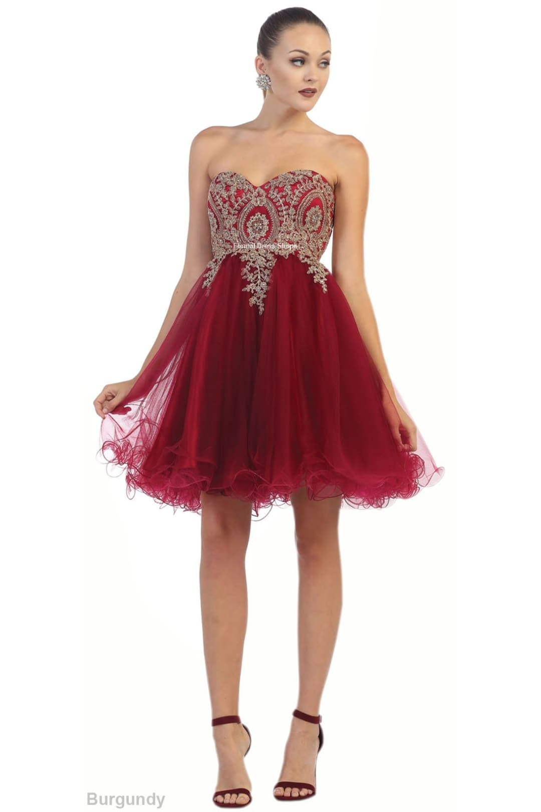 Designer FDS1414 Cute Homecoming Dress, Burgundy