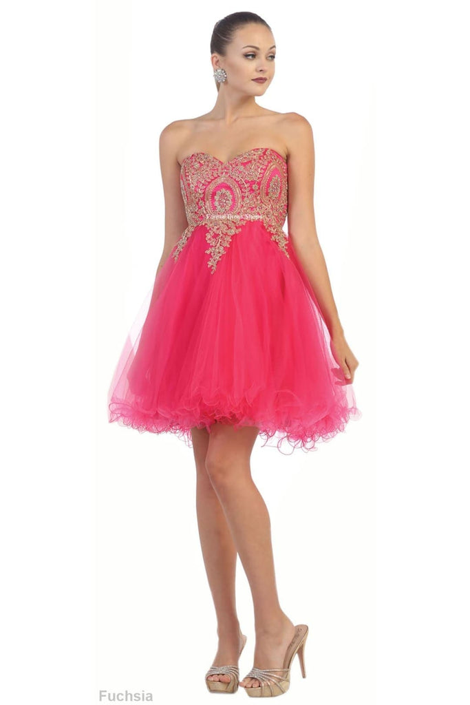 Cute Homecoming Dress - Fuchsia / 4