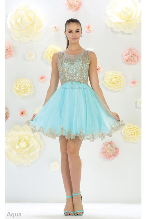 Cute Cocktail Dress - Aqua / 8