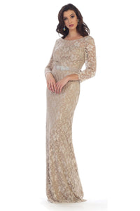 3/4 Sleeve Evening Dress - Mocha / M