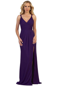 Long Sexy Pageant Gown - Eggplant / 8