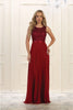 Sleeveless embroiderer & rhinestone chiffon dress- MQ1519 - Burgundy / 4