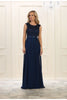 Sleeveless embroiderer & rhinestone chiffon dress- MQ1519 - Navy / 4