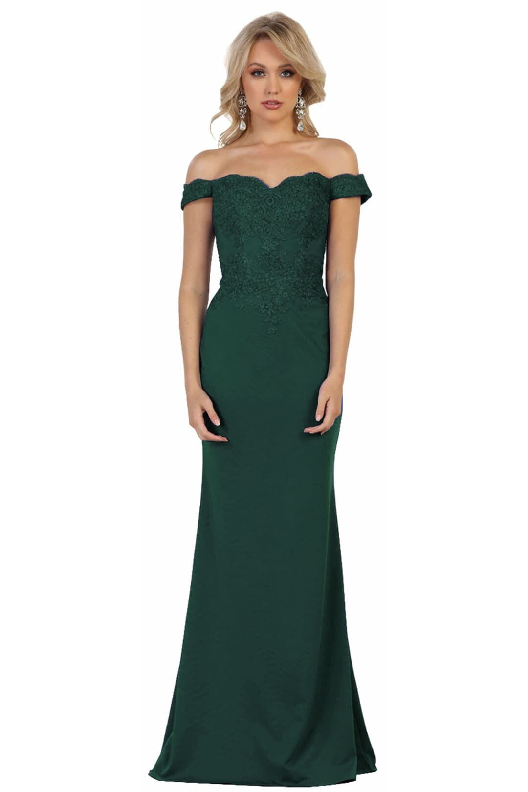 May Queen MQ1529 Elegant Form Fitting Evening Dress - Hunter Green / 6