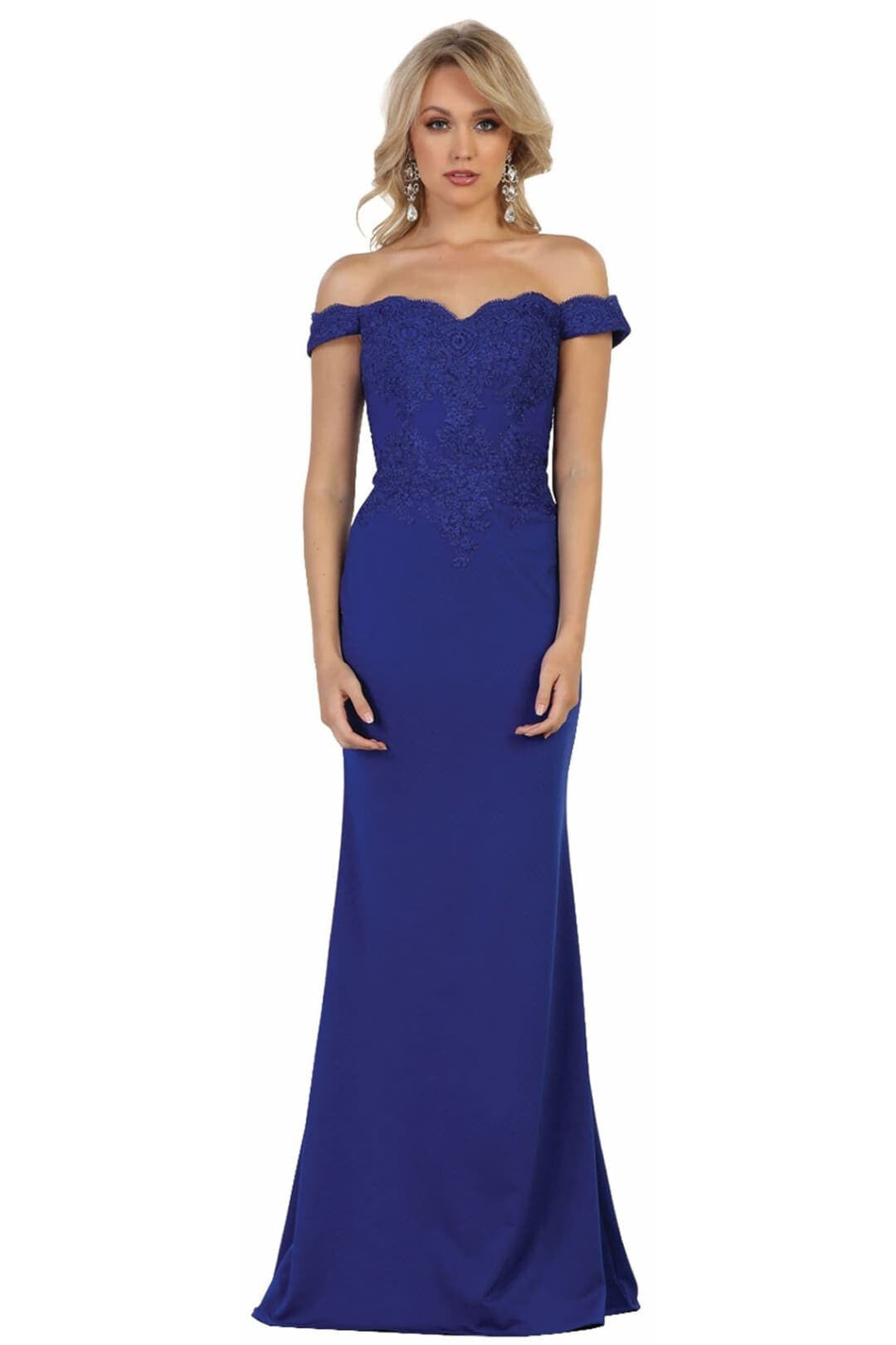 Elegant Form Fitting Evening Dress - Royal Blue / 4