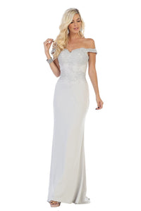 Elegant Form Fitting Evening Dress - Silver / 4