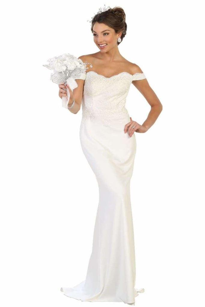 Elegant Form Fitting Wedding Dress - White / 2