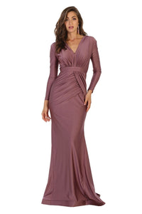 Classy Long Sleeve Evening Gown - Mauve / 8