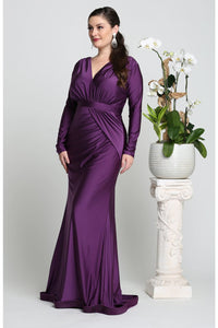 May Queen MQ1530 Long Sleeve Plus Size Mother Of The Bride Dress - Dress