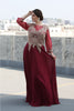 May Queen MQ1549 Modern Mother of the Bride Dress - BURGUNDY/GOLD / S - Dress