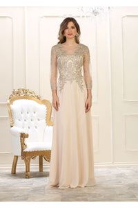 May Queen MQ1549 Modern Mother of the Bride Dress - CHAMPAGNE/GOLD / S
